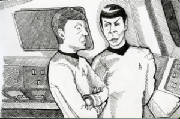 Spock and McCoy on the Bridge - By TPrillahfiction